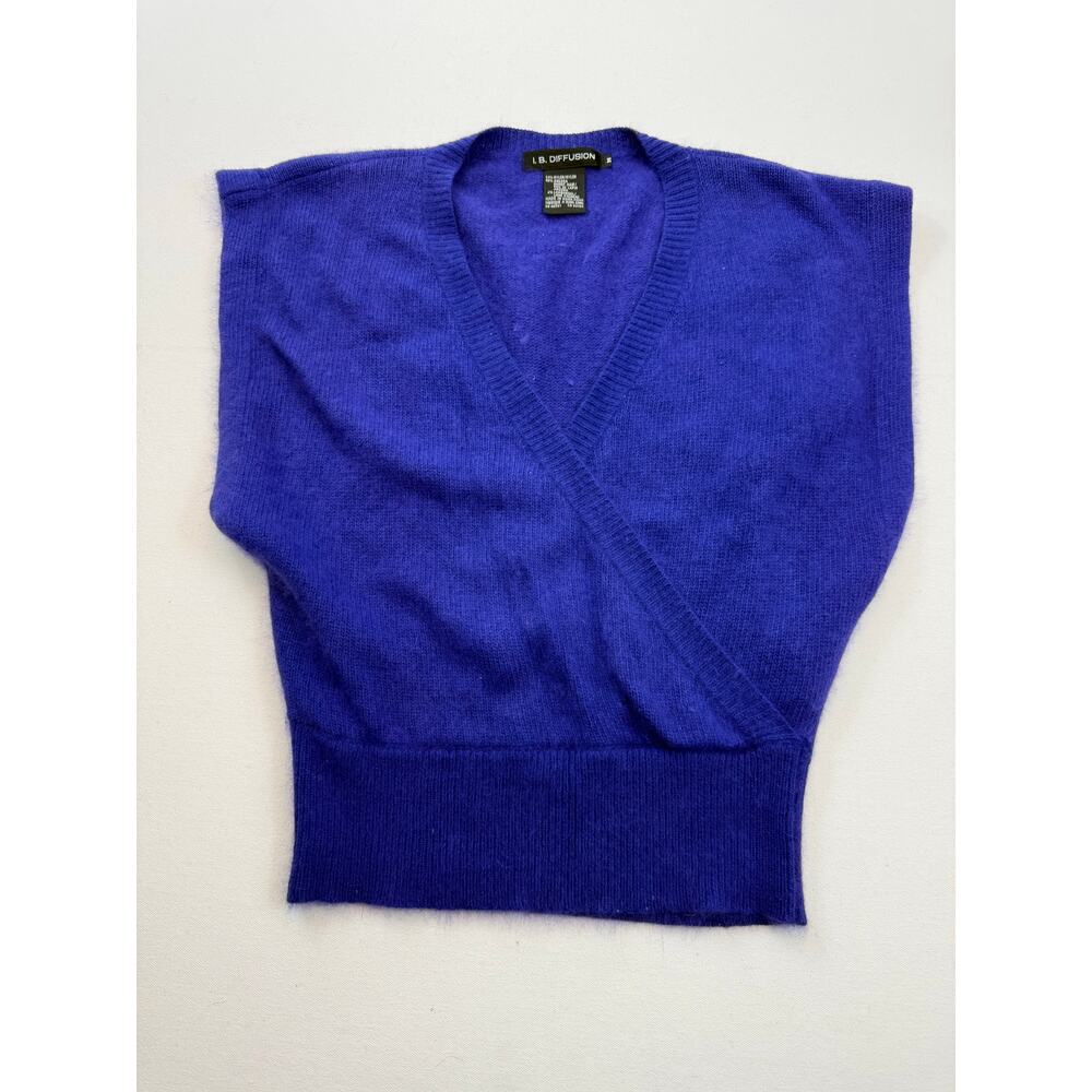 Vintage I.‎ B. Diffusion Angora Blend Sleeveless Wrap Sweater Vest Size Medium